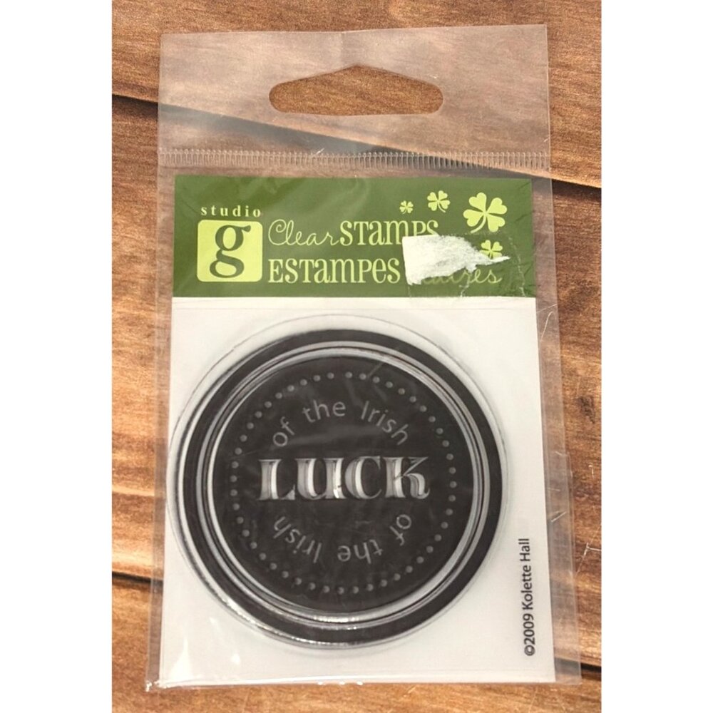 2009 STUDIO G SAINT PATRICKS DAY CLING  STAMP LUCK OF THE IRISH BY KOLETTE HALL